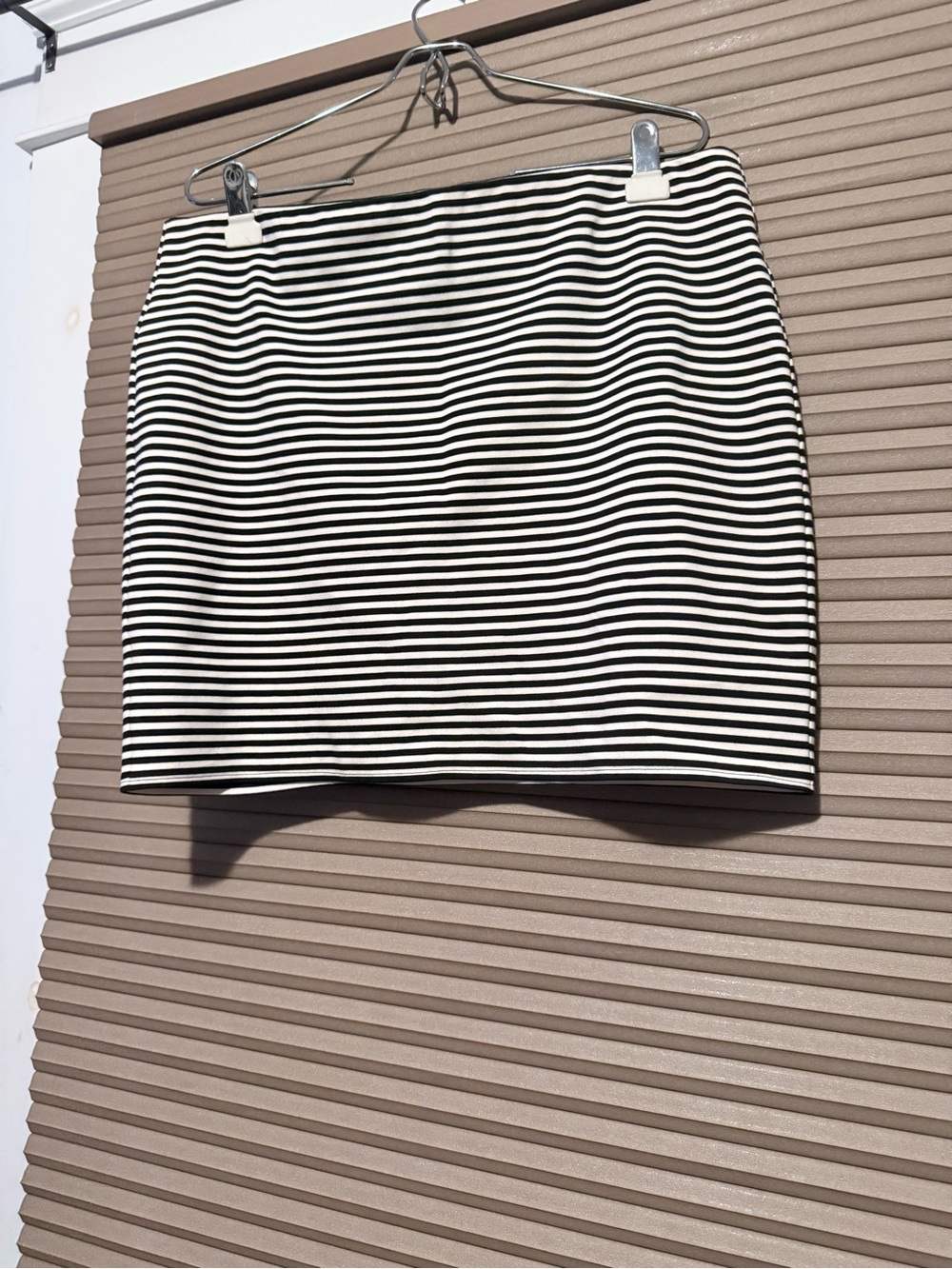LOFT Black and White Striped Mini Skirt